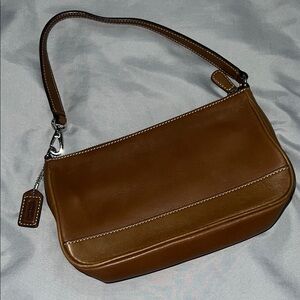 Coach Brown Leather Shoulder Bag with Crescent Shape